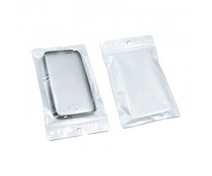 Белый пакет zip-lock с прозрачной стороной и круглым отверстием