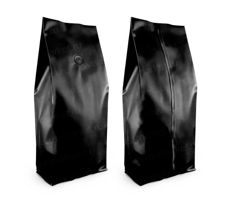 Пятишовный черный пакет с матовой поверхностью и боковыми фальцами 