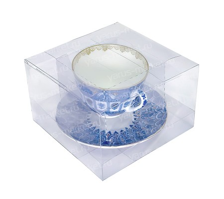 Самосборная пластиковая коробка для чайной пары из прозрачного ПВХ