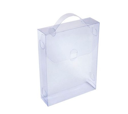 Пластиковая коробка чемодан с крышкой клапаном и ручкой для переноски