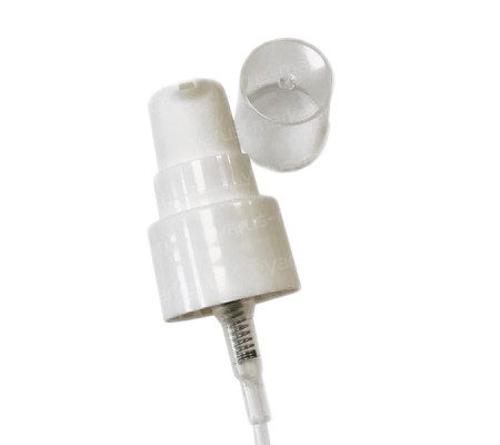 Пластиковый кнопочный дозатор для крема с гладкой юбкой на горловину 18 и 20 миллиметров 