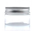 Пластиковая прозрачная баночка для крема с белой винтовой крышкой 