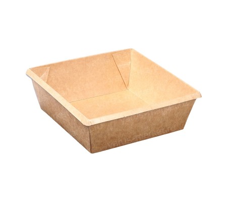 Бурый бумажный контейнер квадратной формы для готовых блюд