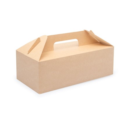 Бумажный короб с ручками для упаковки готовых блюд