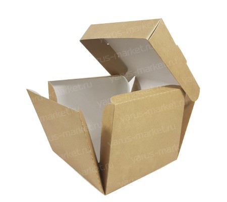 Крафт коробка трансформер с крышкой для закусок, десертов или гамбургеров