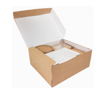 Крафт коробка органайзер с крышкой для доставки еды