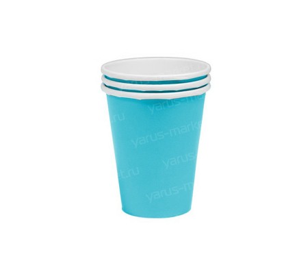 Однослойный бумажный стакан голубой для холодных и горячих напитков