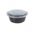 Круглый черный контейнер серии К-144-375/500 для готовых холодных и горячих блюд с разогревом