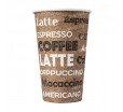 Коричневый однослойный бумажный стакан с принтом для кофе, латте или капучино