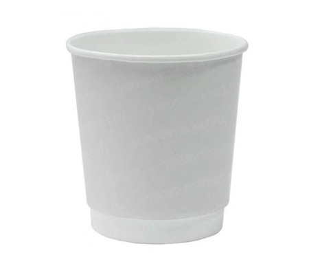 Двухслойный белый стакан без рисунка для горячих и холодных напитков