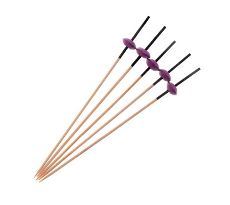 Бамбуковая фуршетная пика с фиолетовой шайбой для легких закусок