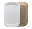 Бумажная прямоугольная тарелка крафт из мелованного картона