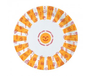 Круглая бумажная тарелка Happy Life с ламинацией