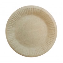 Круглая ламинированная тарелка крафт с белым оборотом