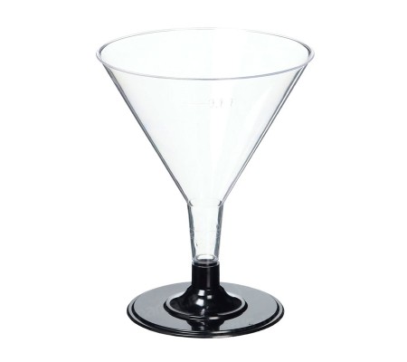 Одноразовый пластиковый бокал для мартини со съемной черной ножкой