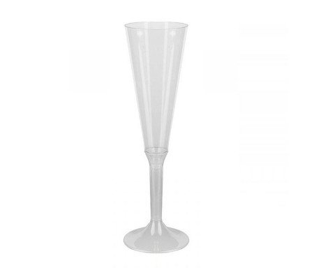 Высокий пластиковый бокал флейта на ножке для шампанского и игристых вин