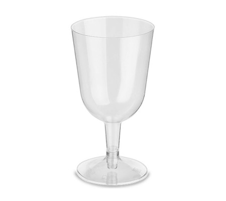 Прозрачный пластиковый бокал для вина на съёмной ножке 