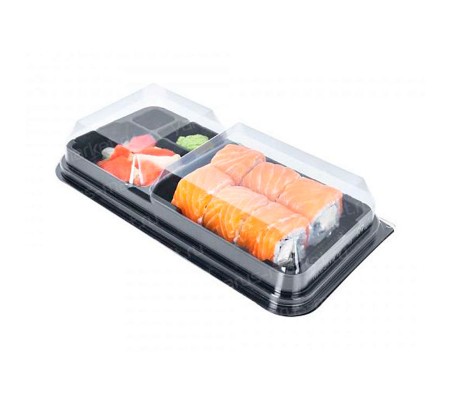 Четырехсекционный контейнер для суши с крышкой в комплекте