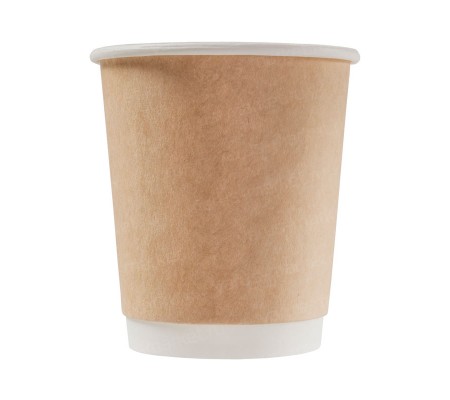 Двухслойный бумажный крафт-стакан с белым ободком для холодных и горячих напитков