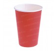 Однослойный бумажный стакан красный с белой ламинацией внутри для холодных напитков 