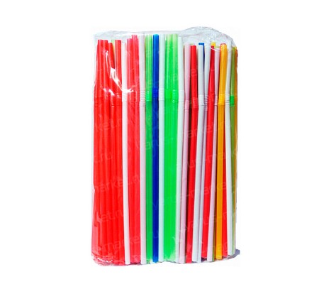 Упаковка цветных пластиковых трубочек с изгибом для холодных и горячих напитков