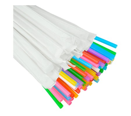 Набор цветных прямых трубочек в индивидуальной бумажной упаковке