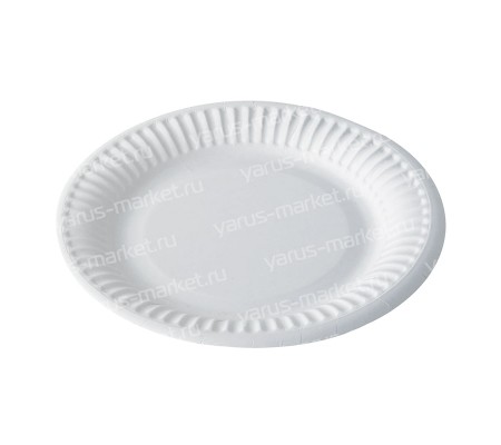 Бумажная ламинированная тарелка круглая с рифленым краем для холодного и горячего