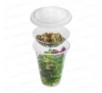 Круглая крышка без отверстия из растительного пластика для стаканов с салатами, закусками и десертами