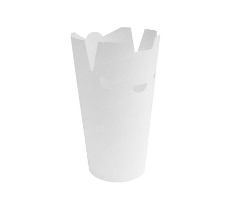 Бумажный белый стакан под снеки и закуски с круглым дном из жиростойкого картона