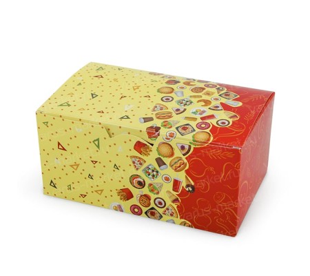 Коробка из крафт-картона с крышкой "Рог Изобилия" для наггетсов, снеков и закусок 
