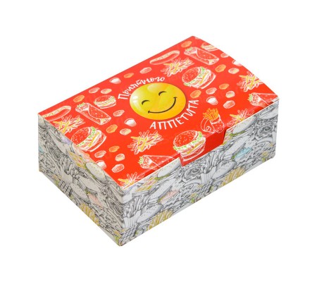 Ламинированная коробка «Smile» с откидной крышкой для наггетсов, закусок и снеков