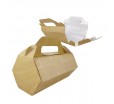 Шестигранная крафт коробка трансформер с ручкой для шаурмы, роллов и хот-догов