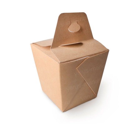 Самосборная крафт-коробка для лапши ВОК с ручкой