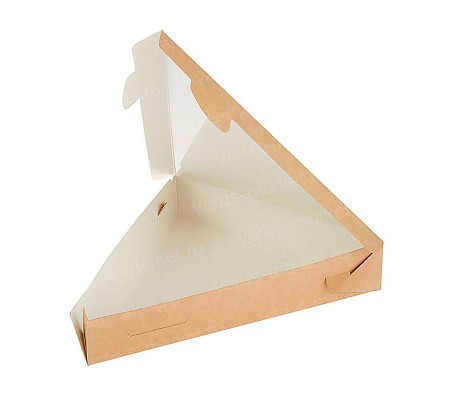 Треугольная коробка для пиццы из крафткартона с ламинацией и замком  