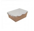 Прямоугольный крафт-контейнер с волнистыми бортиками и крышкой в комплекте для упаковки готовой пищи