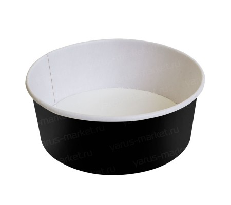 Черный бумажный салатник круглый с двойной ламинацией 