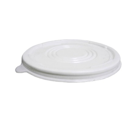 Белая круглая крышка с боковым язычком для пищевых контейнеров
