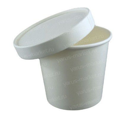 Круглая бумажная крышка белого цвета для контейнеров с горячей и холодной едой