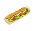Удлиненный бумажный пищевой лоток для упаковки багета, сэндвича или хот-дога с собой