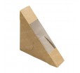 Контейнер для сэндвичей треугольный из крафт-картона с прозрачной вставкой 