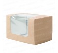 Коробка с крышкой для сэндвичей Bloomer из крафт-картона с прозрачным демонстрационным окном