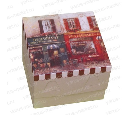 Картонная кондитерская коробка с печатью на крышке для упаковки тортов, пирожных и выпечки