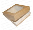 Кондитерская картонная коробка с откидной крышкой, квадратным окном и язычком для открытия