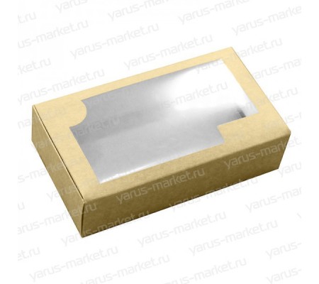 Кондитерская картонная коробка с откидной крышкой и фигурным прозрачным окном