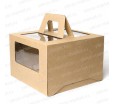 Кондитерская картонная коробка с обзорным окном и ручкой для переноски