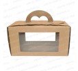 Кондитерская картонная коробка с обзорным окном и ручкой для переноски