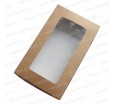 Картонная кондитерская коробка с откидной крышкой и фигурным окном для упаковки кондитерской продукции
