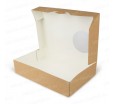 Картонная коробка для пончиков с откидной крышкой и круглым окном