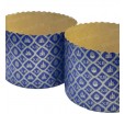 Синяя бумажная форма для выпечки кулича с пасхальным принтом
