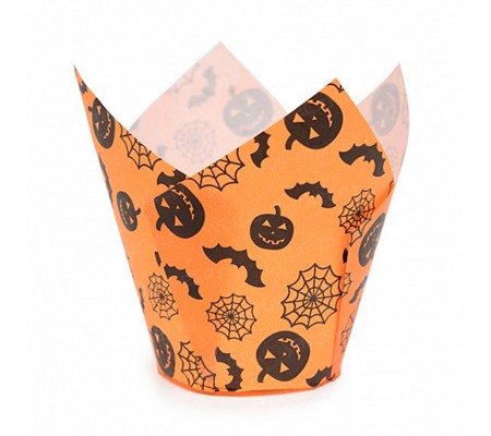 Бумажная форма тюльпан с принтом "Хэллоуин" для кексов или маффинов